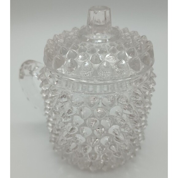 Doyle Hobnail Lidded Honey Condiment Dish Jam Jar Clear - Picture 3 of 8